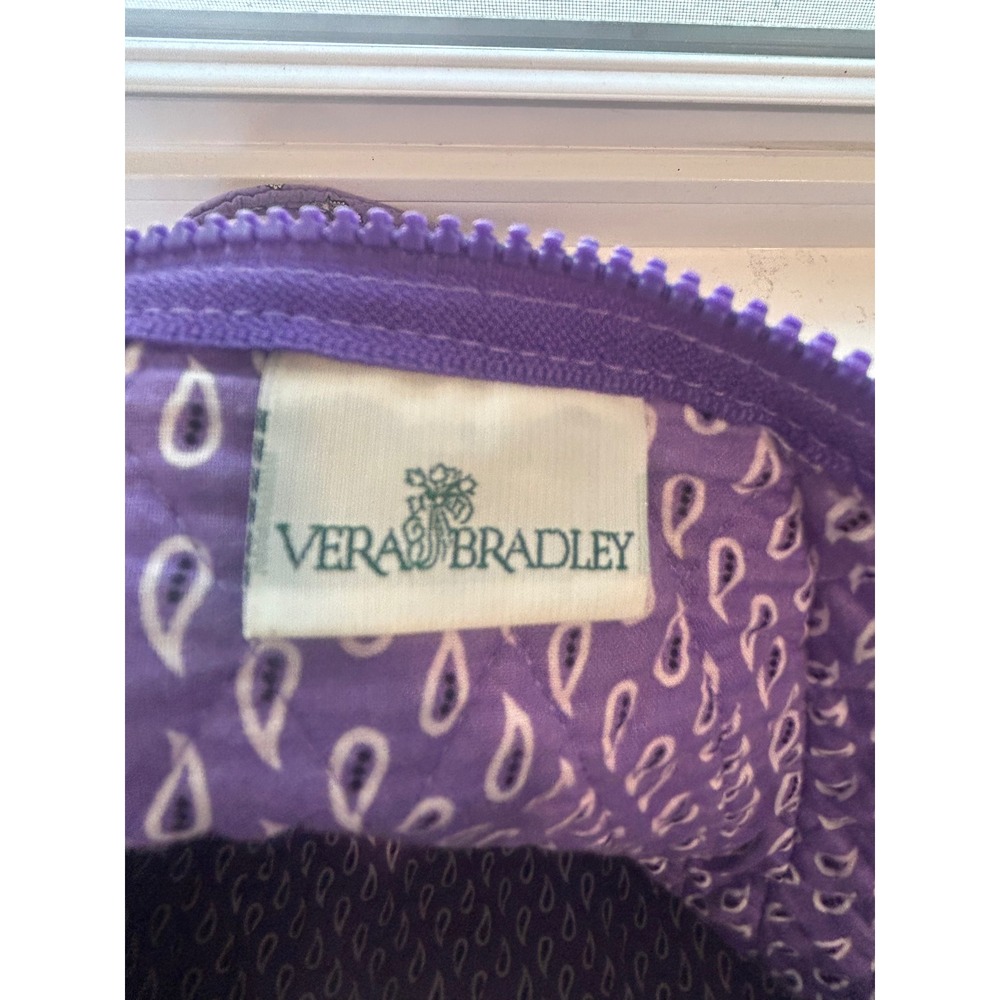 Vera Bradley Purple Quilted Floral Paisley Cotton Duffel Travel Bag Monogram LSM - Picture 7 of 7